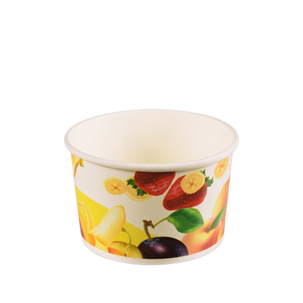 50 Eisbecher, Pappe 200 ml Ø 9,5 cm · 6 cm gelb "Icelove"