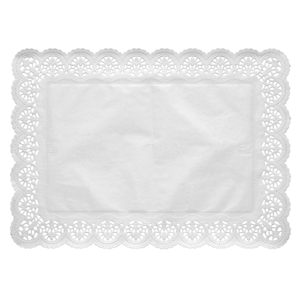 100 Spitzenpapiere eckig 53 cm x 32,5 cm weiss