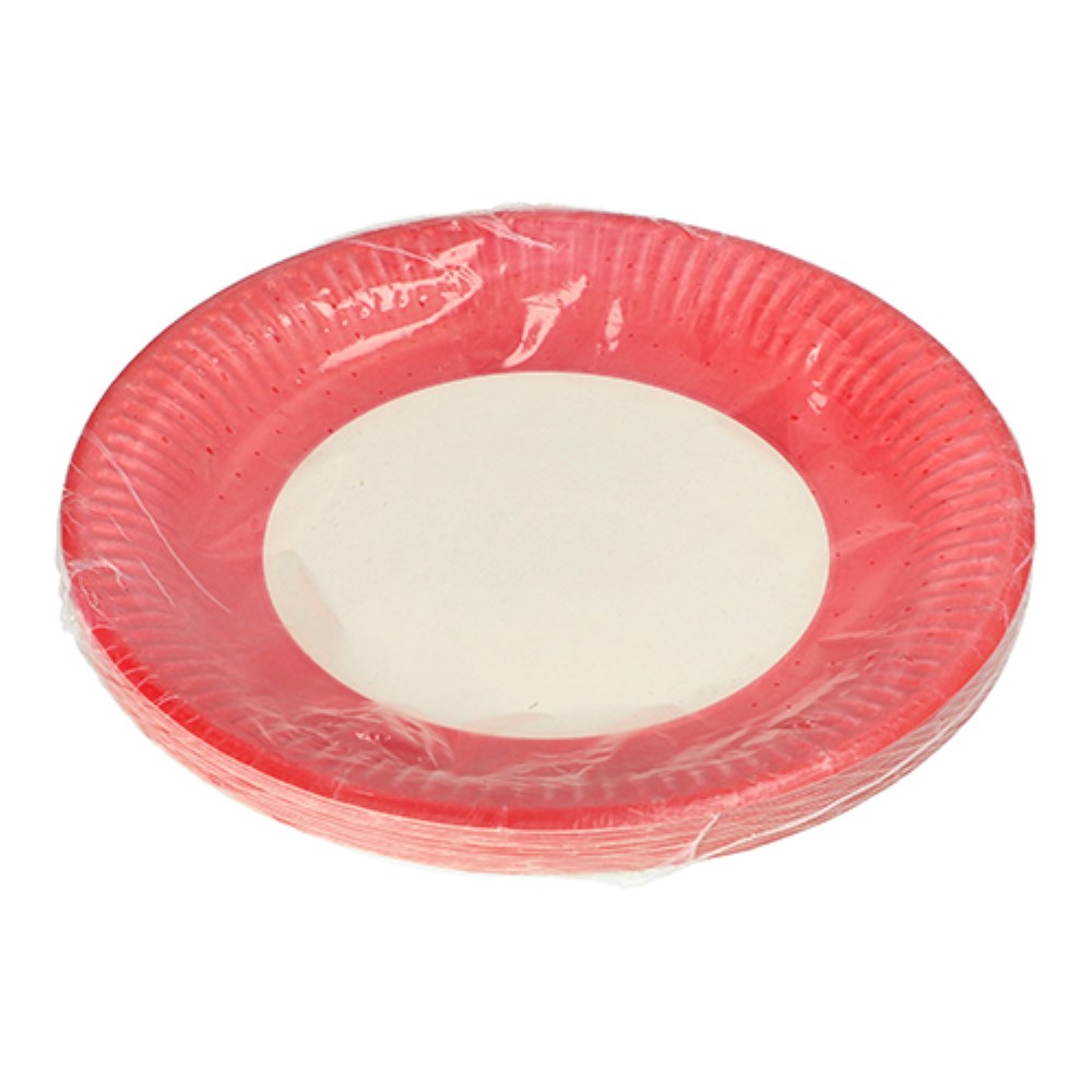 20 Teller, Pappe rund Ø 23 cm rot