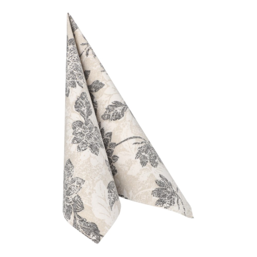 20 Servietten "ROYAL Collection" 1/4-Falz 40 cm x 40 cm anthrazit "Flowers"