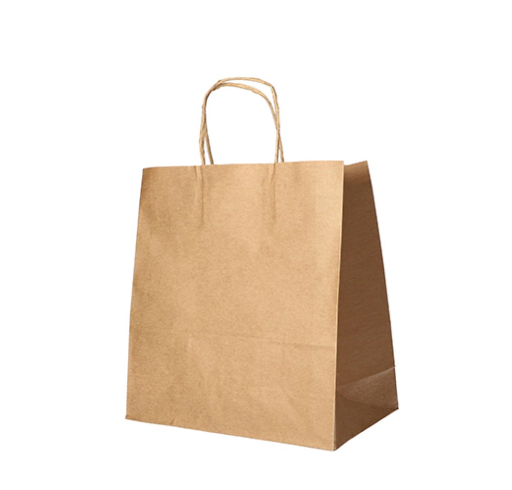 25 Tragetaschen, Papier 27 cm x 32 cm x 17 cm braun mit gedrehtem Tragegriff