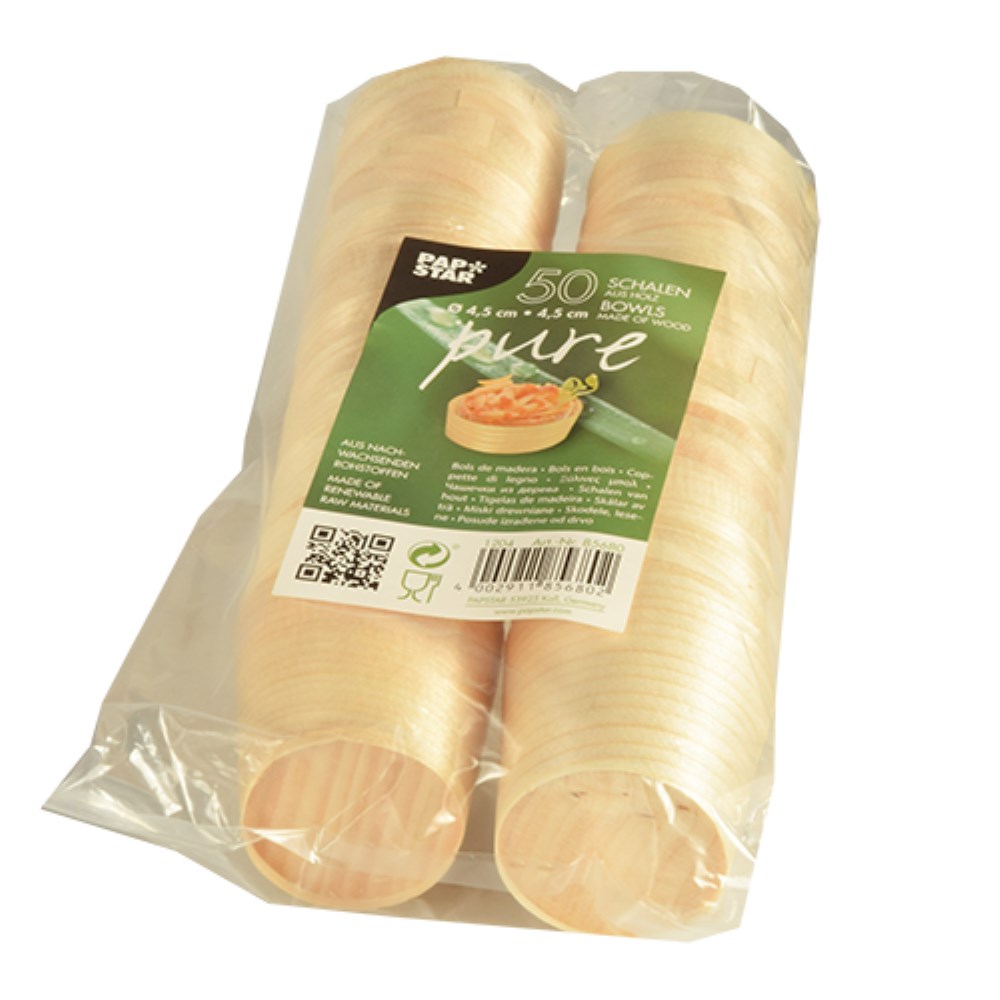 50 Fingerfood - Schalen, Holz "pure" rund Ø 4,5 cm · 4,5 cm