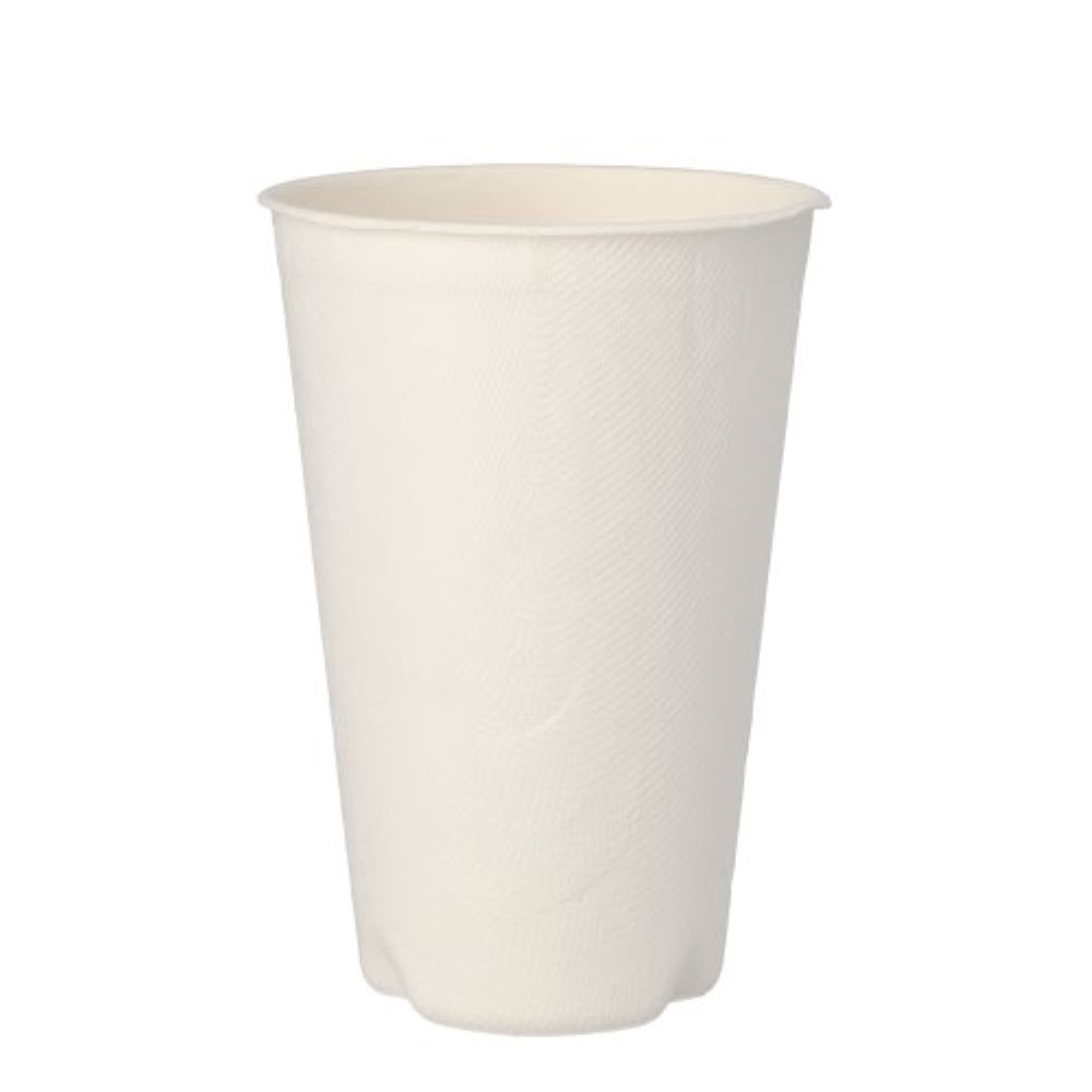 12 Trinkbecher Zuckerrohr "pure" 0,4 l Ø 9 cm · 13 cm weiss für Heißgetränke
