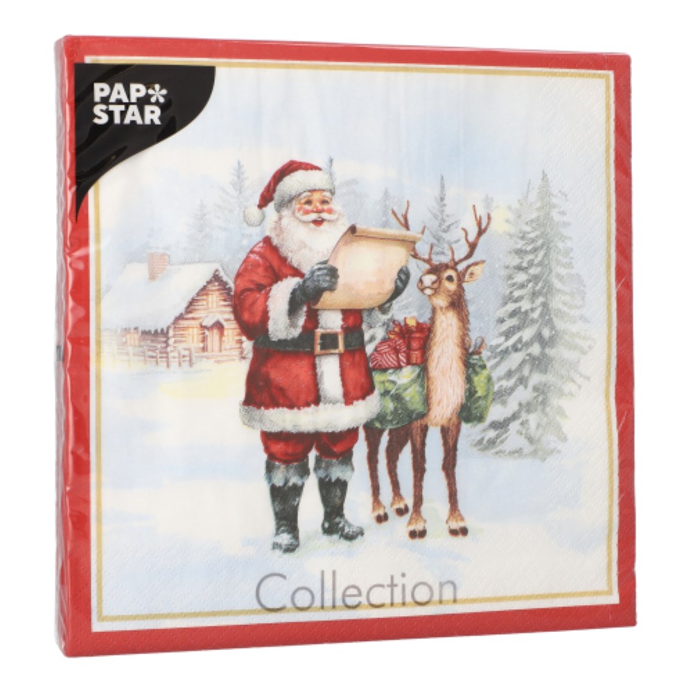 20 Servietten, 3-lagig 1/4-Falz 40 cm x 40 cm "Dear Santa"