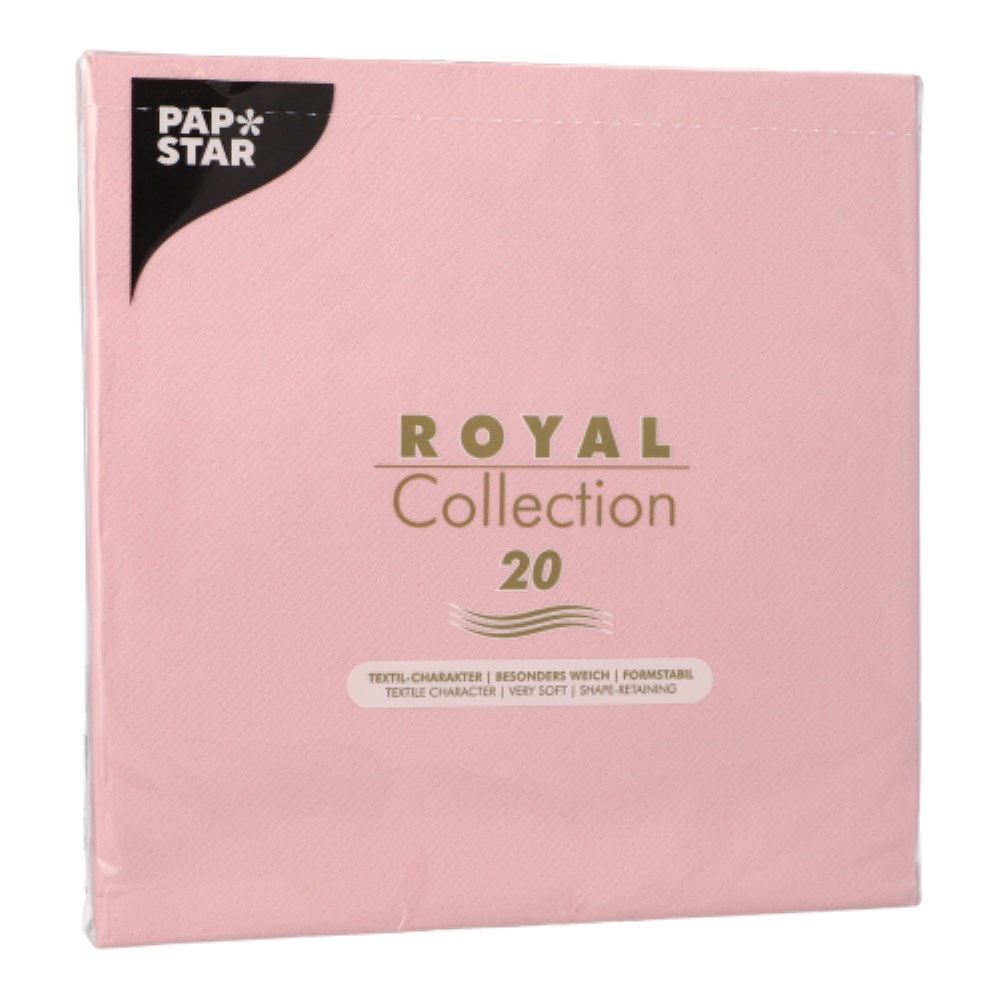 20 Servietten "ROYAL Collection" 1/4-Falz 40 cm x 40 cm hellrosa