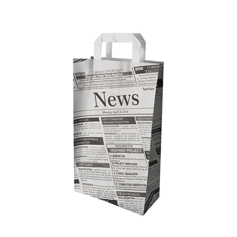 50 Tragetaschen, Papier 36 cm x 22 cm x 10 cm "Newsprint" mit Tragegriff