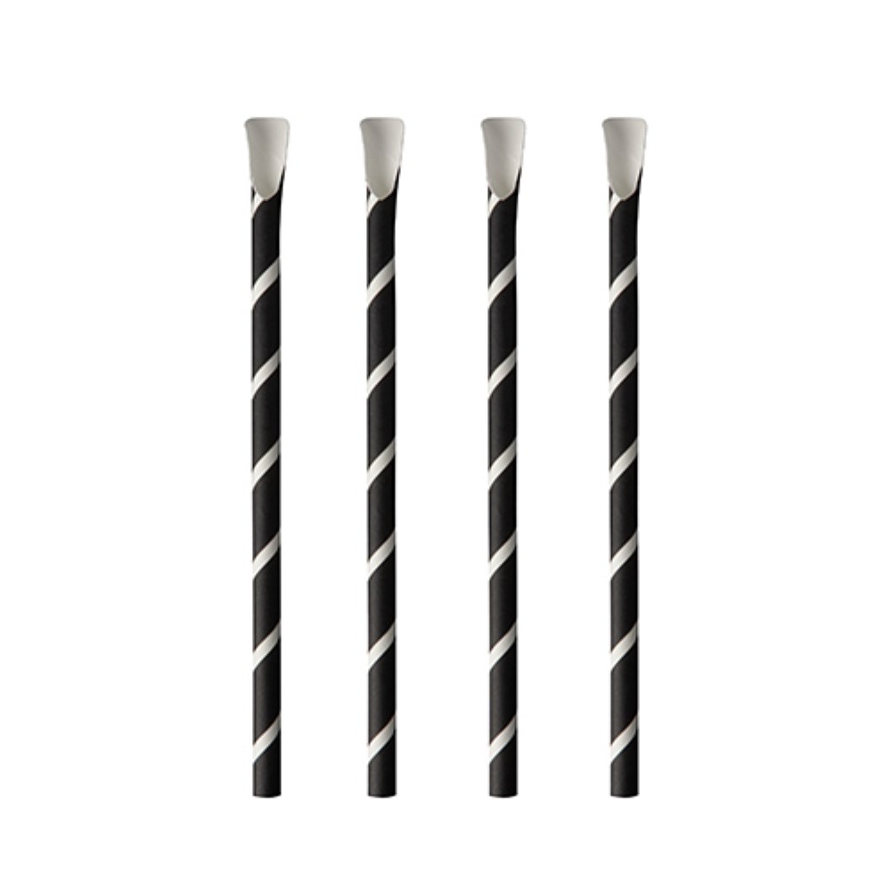 100 Trinkhalme mit Löffel, Papier Ø 8 mm · 20 cm schwarz/weiss "Stripes" 100 Trinkhalme mit Löffel, Papier Ø 8 mm · 20 cm schwarz/weiss "Stripes"