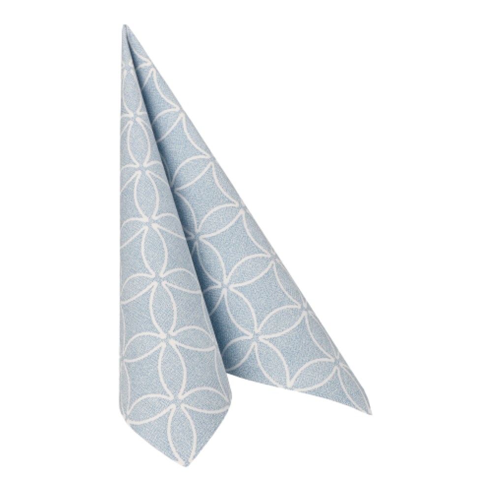 20 Servietten "ROYAL Collection" 1/4-Falz 40 cm x 40 cm arktikblau "Circle Flowers"