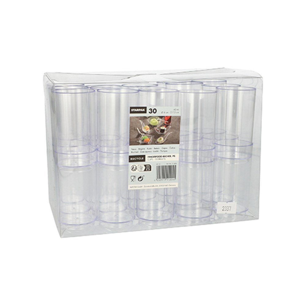 30 Fingerfood - Becher, PS 60 ml Ø 4 cm · 7,5 cm glasklar