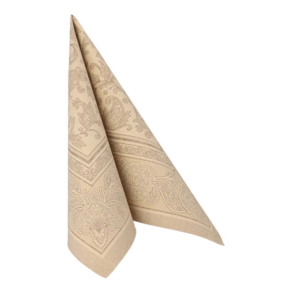 20 Servietten "ROYAL Collection" 1/4-Falz 40 cm x 40 cm sand "Ornaments"