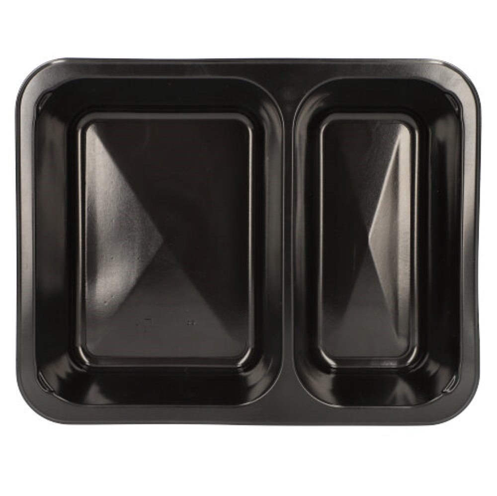 50 Mikrowellenschalen, PP 2-geteilt 1205 ml 4,9 cm x 22,7 cm x 17,8 cm schwarz