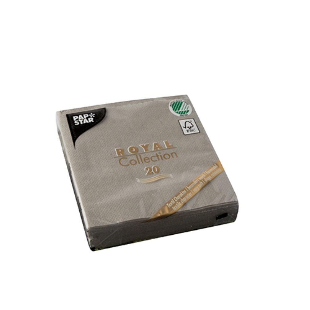 20 Servietten "ROYAL Collection" 1/4-Falz 25 cm x 25 cm grau