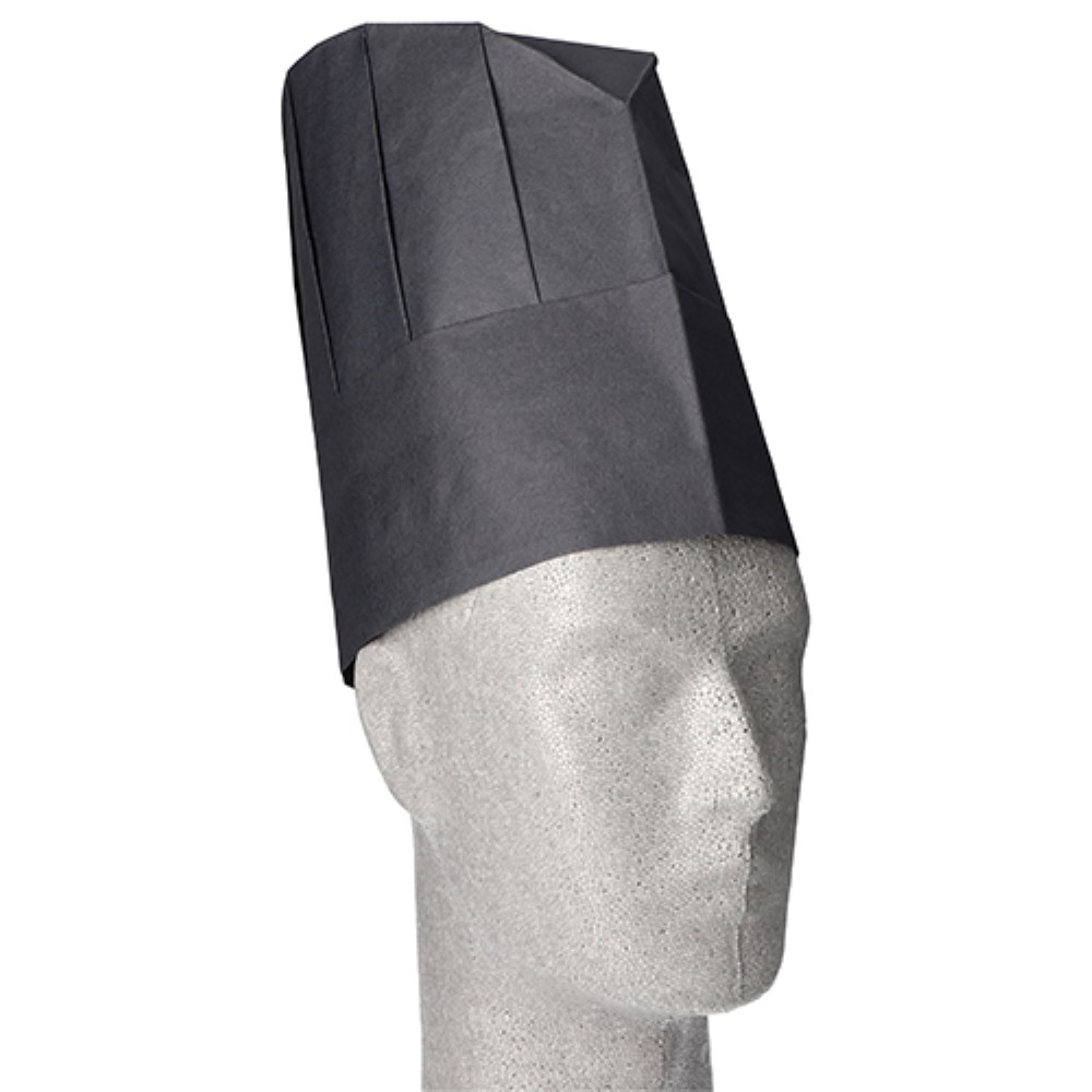 10 "WORK-INN/-PS" Kochmützen, Krepp 23 cm x 27,7 cm schwarz "Provence" Größenverstellbar klein