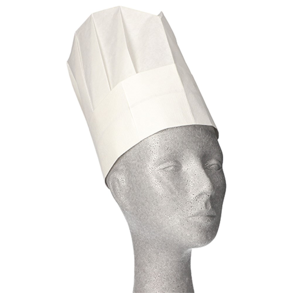 10 "WORK-INN/-PS" Kochmützen, Krepp 23 cm x 27,7 cm weiss "Provence" Größenverstellbar klein