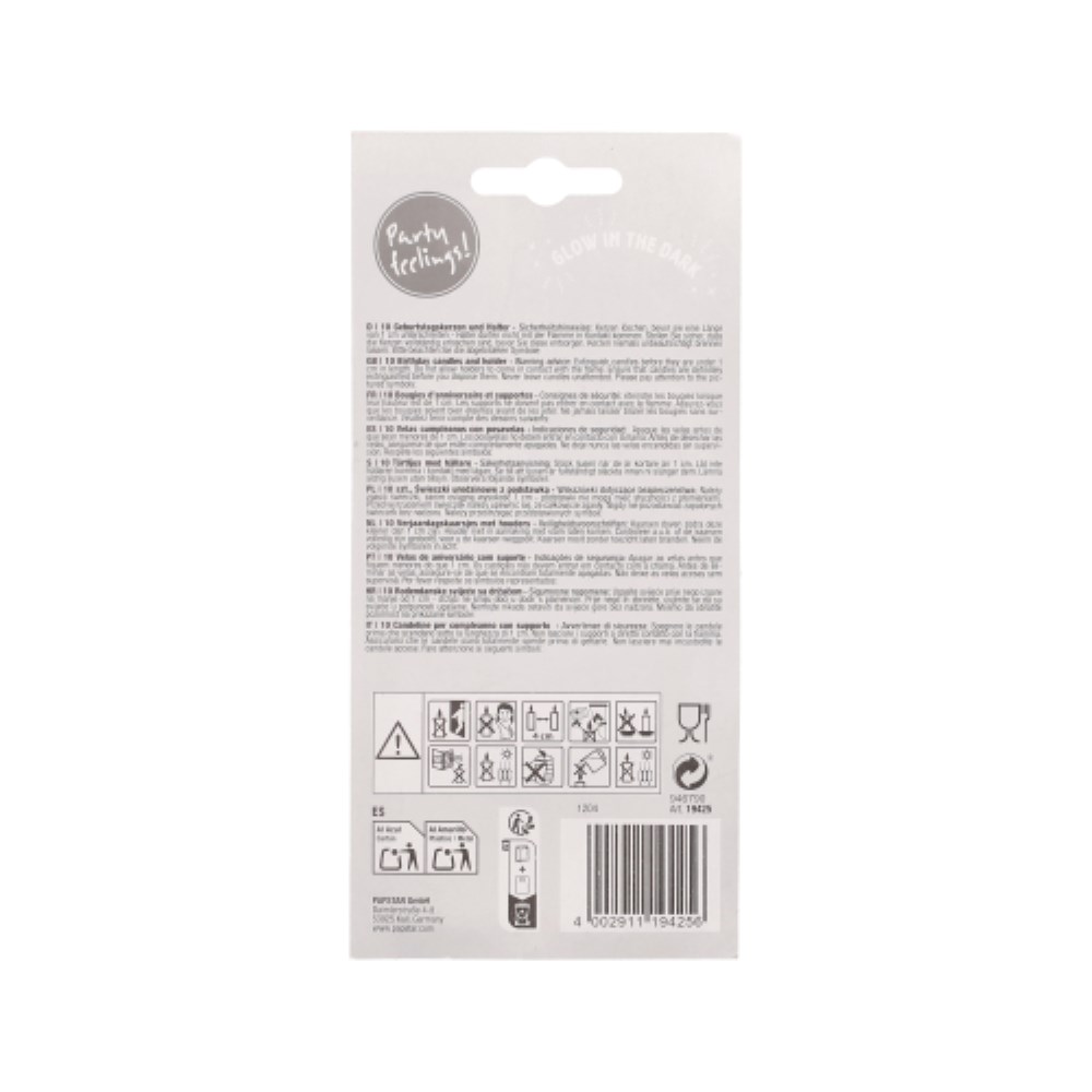 10 Kerzen mit Halter 6 cm "Glow in the dark"