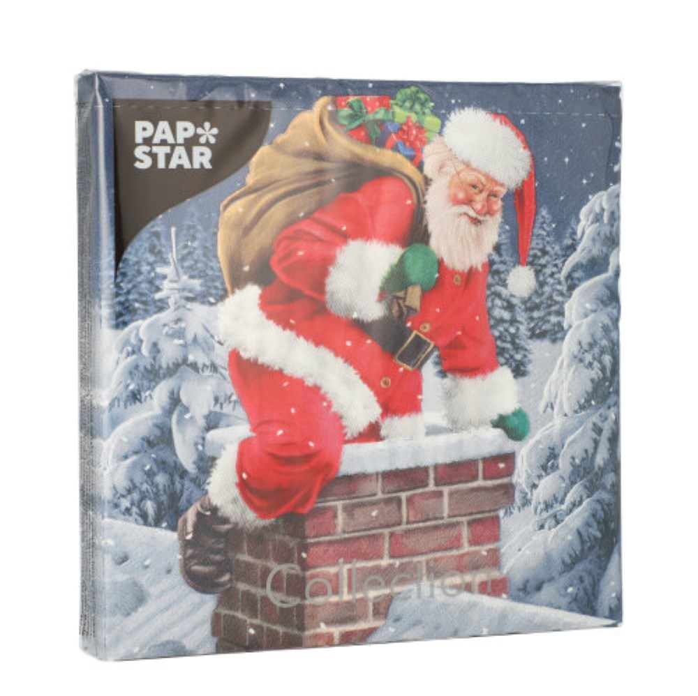 20 Servietten, 3-lagig 1/4-Falz 33 cm x 33 cm "Down the Chimney"