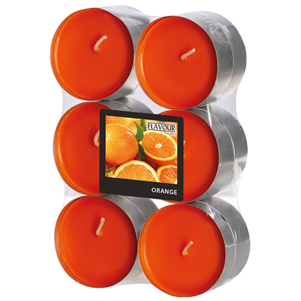 12 "GALA" Maxi Duftlichte Ø 58 mm · 24 mm orange - Orange