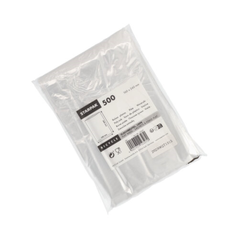 500 Flachbeutel, LDPE 24 cm x 16 cm transparent