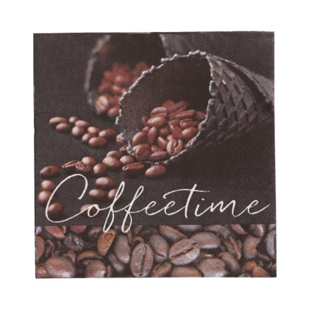 20 Servietten, 3-lagig 1/4-Falz 33 cm x 33 cm "Coffeetime"
