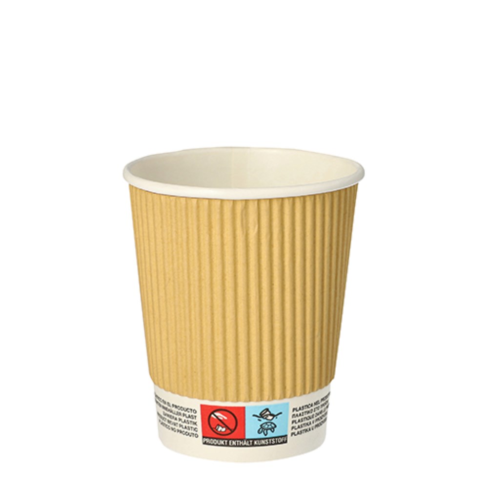 25 Trinkbecher, Pappe 0,2 l Ø 8 cm · 9 cm Ripple Wall 25 Trinkbecher, Pappe 0,2 l Ø 8 cm · 9 cm natur Ripple Wall