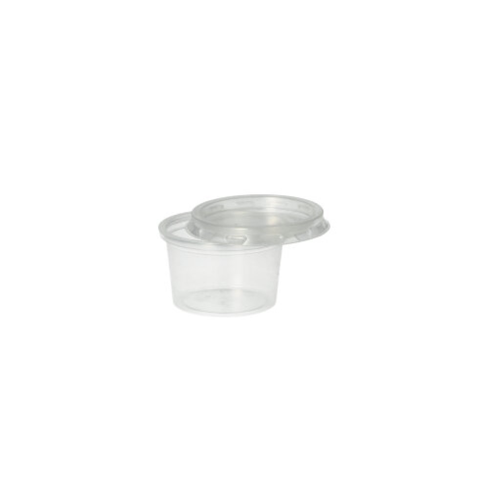 50 Portionsbecher, PP rund 30 ml Ø 4,6 cm · 2,8 cm transparent 50 Deckel für Portionsbecher, PP rund Ø 4,6 cm transparent