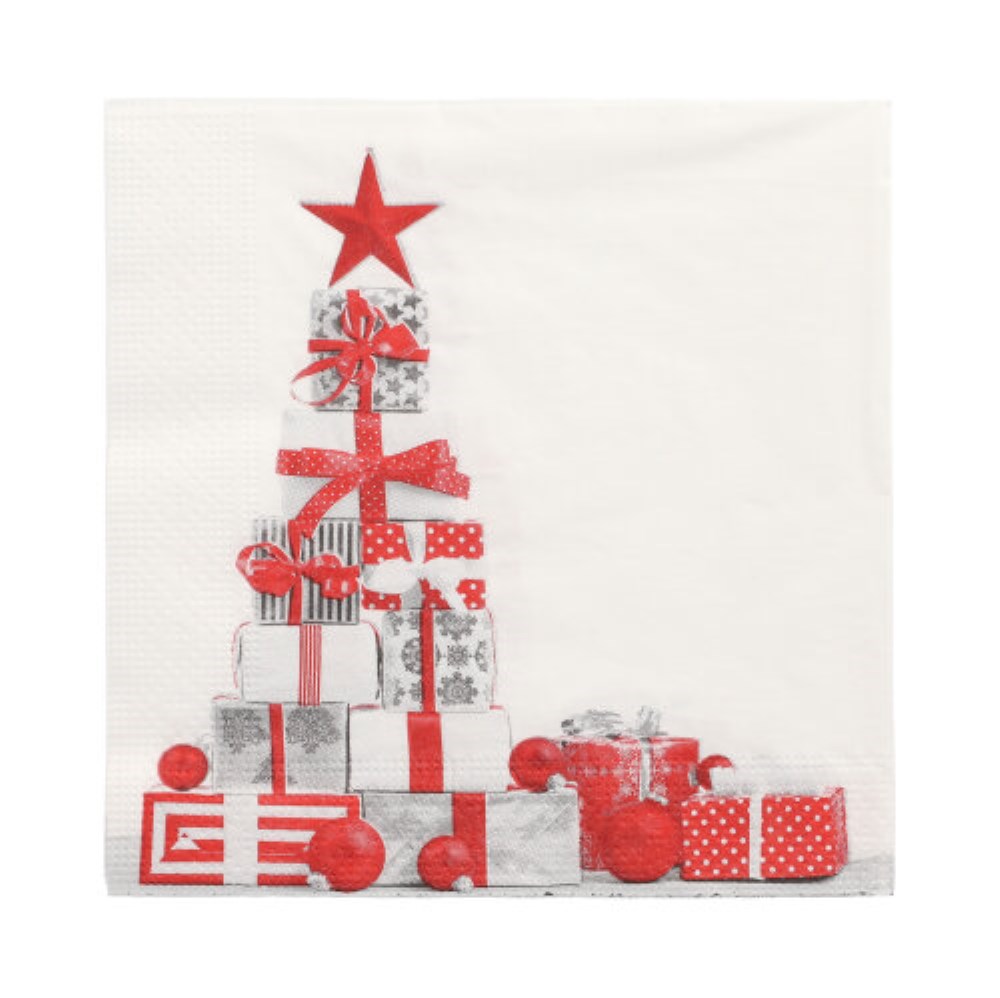 20 Servietten, 3-lagig 1/4-Falz 33 cm x 33 cm "Cadeaux"