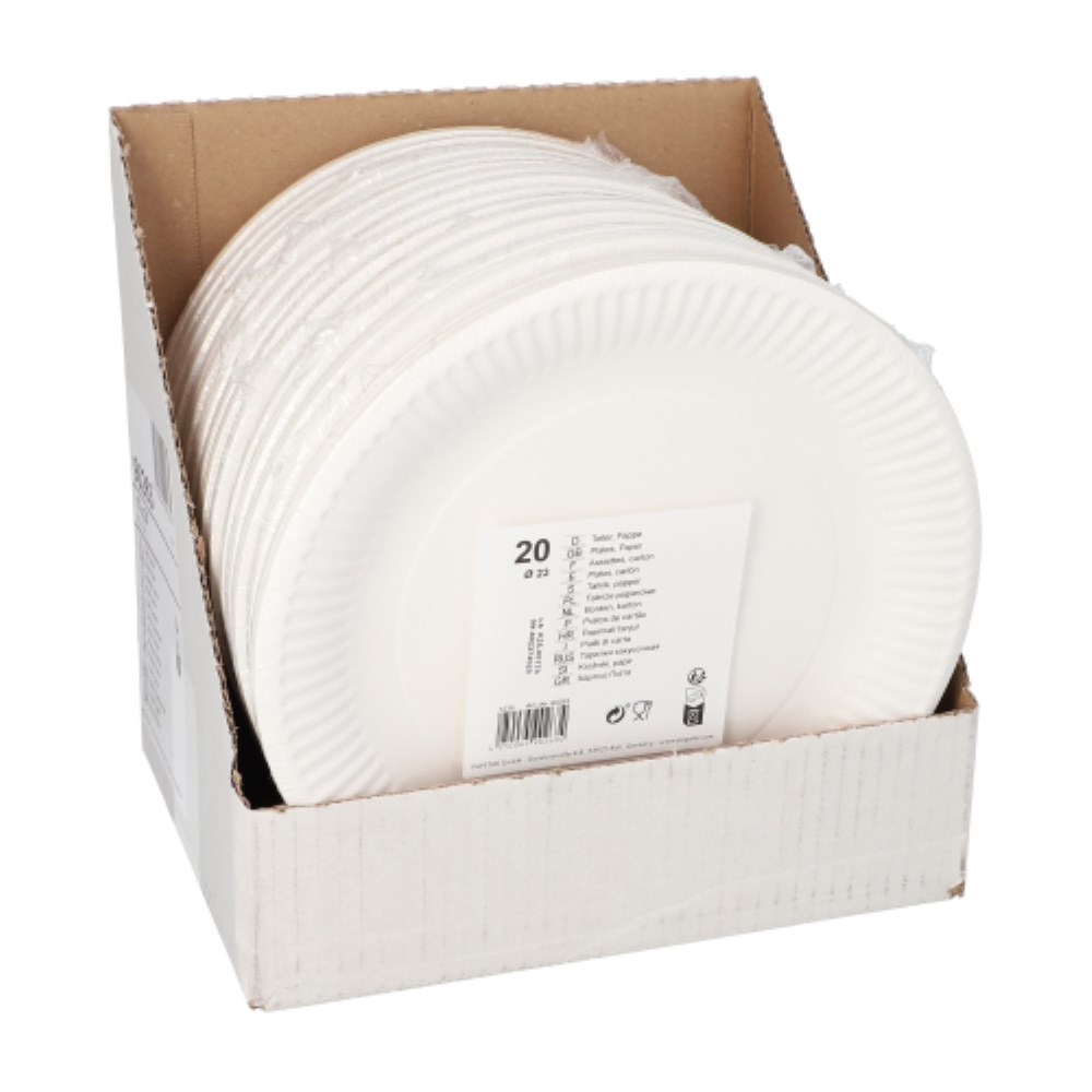 20 Teller, Pappe rund Ø 23 cm weiss