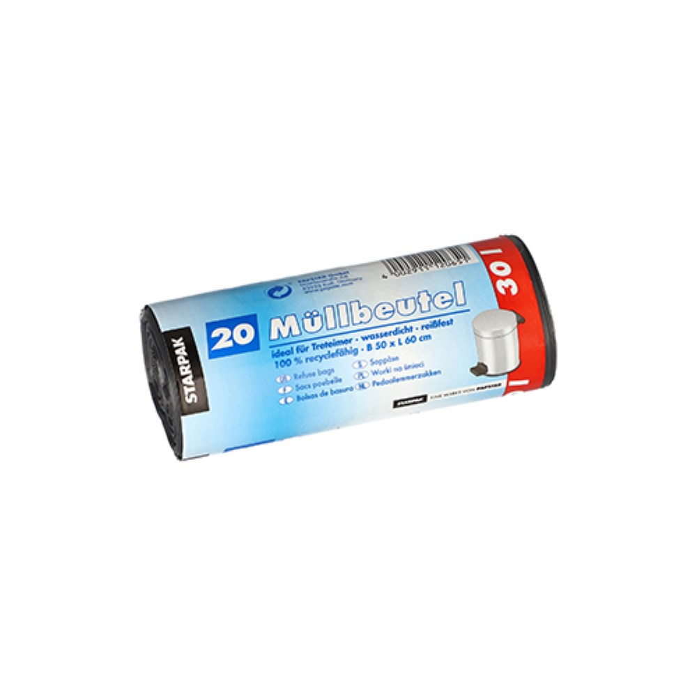 20 Müllbeutel, LDPE 30 l 60 cm x 50 cm grau 17 my