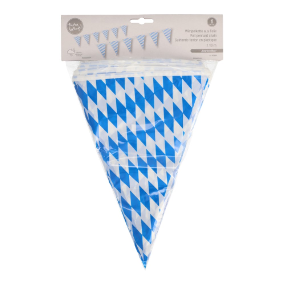 Wimpelkette, Folie 10 m "Bayrisch Blau" wetterfest