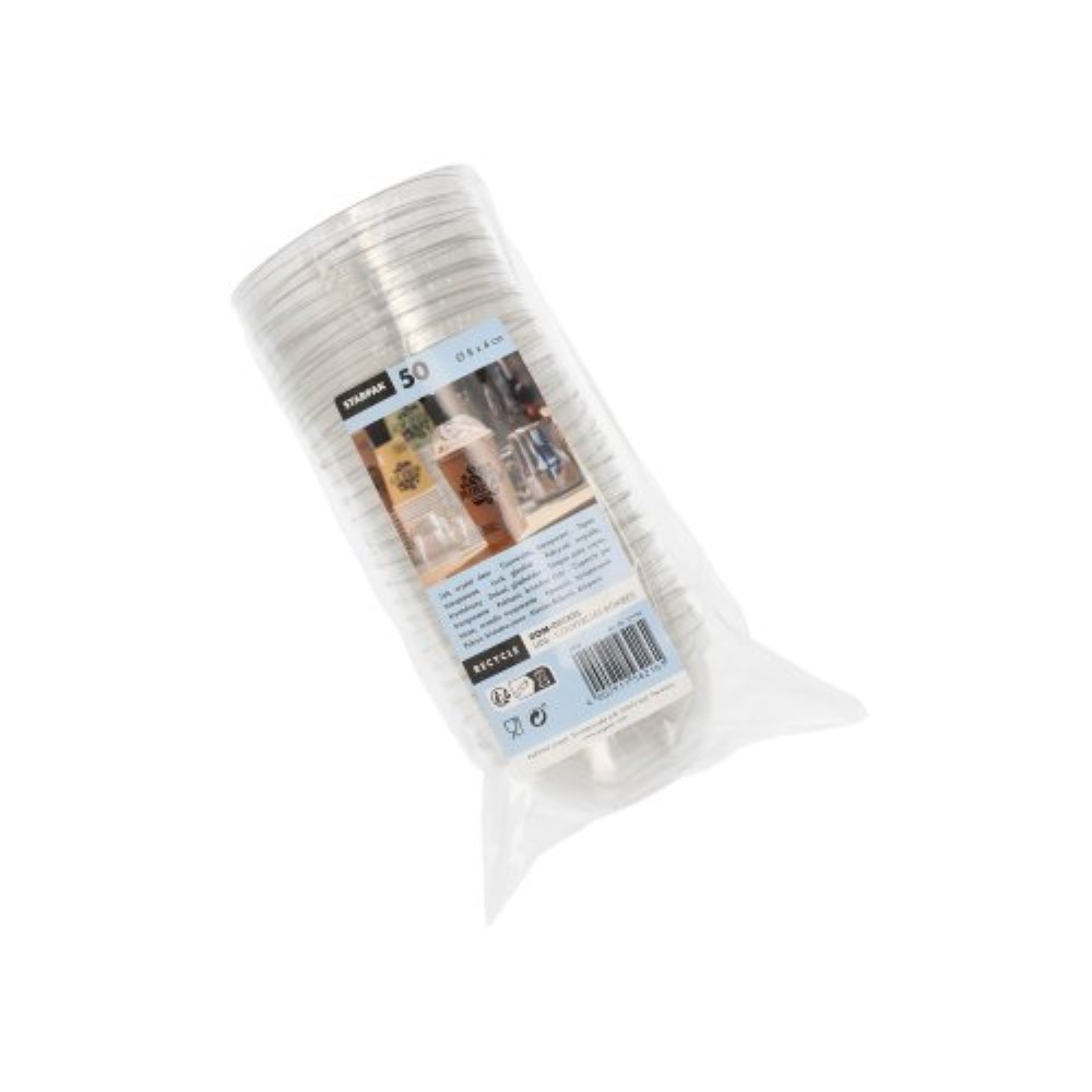 50 Dom-Deckel, PET Ø 8 cm · 4 cm glasklar ohne Lochung