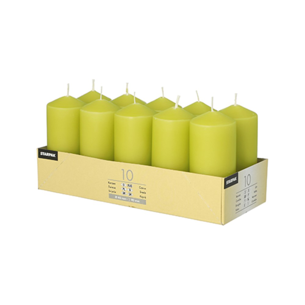 10 Stumpenkerzen Ø 40 mm · 90 mm kiwi