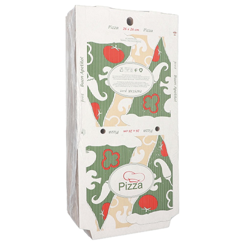 100 Pizzakartons, Cellulose "pure" eckig 26 cm x 26 cm x 3 cm