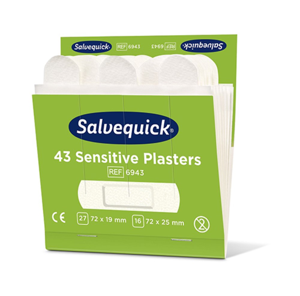 6 Set "Cederroth" Salvequick Sensitive Pflaster (43 Stück) weiss , Refill
