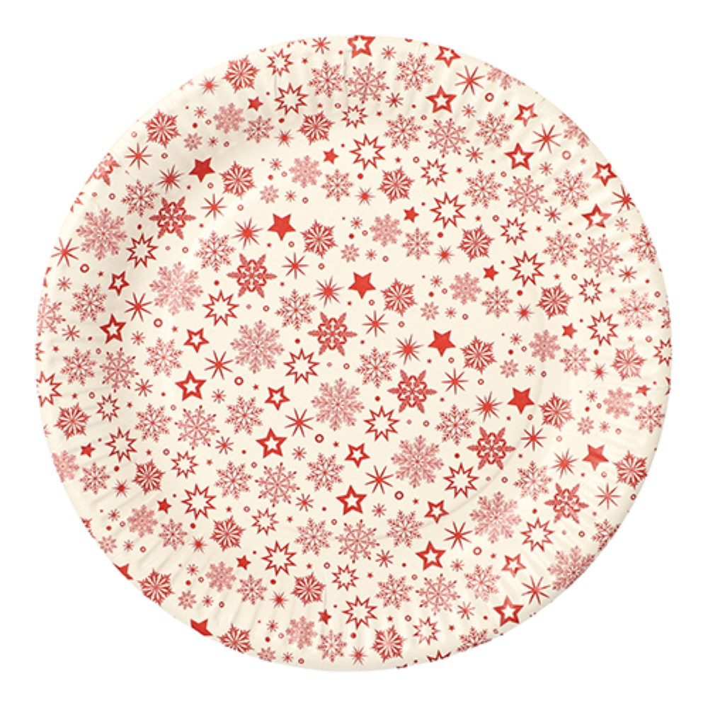 30 Teller, Pappe rund Ø 23 cm weiss "Snöflinga"