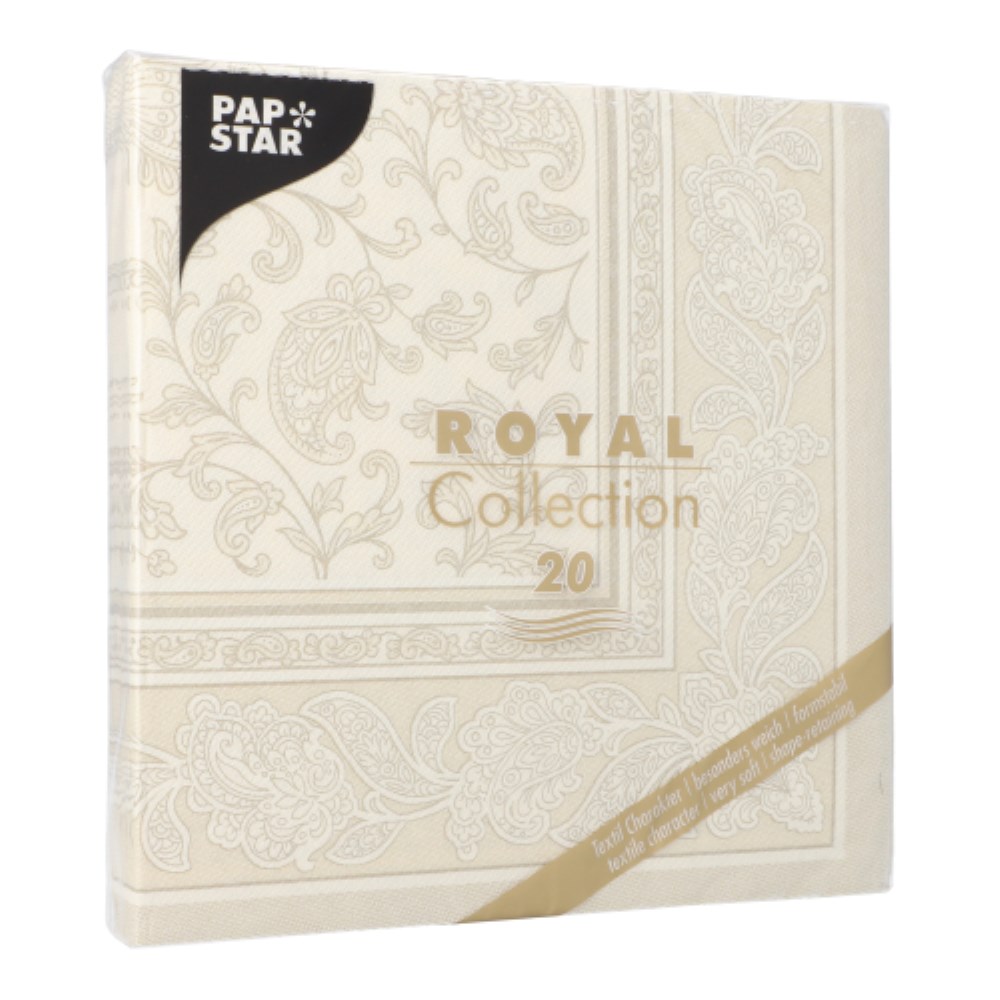 20 Servietten "ROYAL Collection" 1/4-Falz 40 cm x 40 cm champagner "Ornaments"