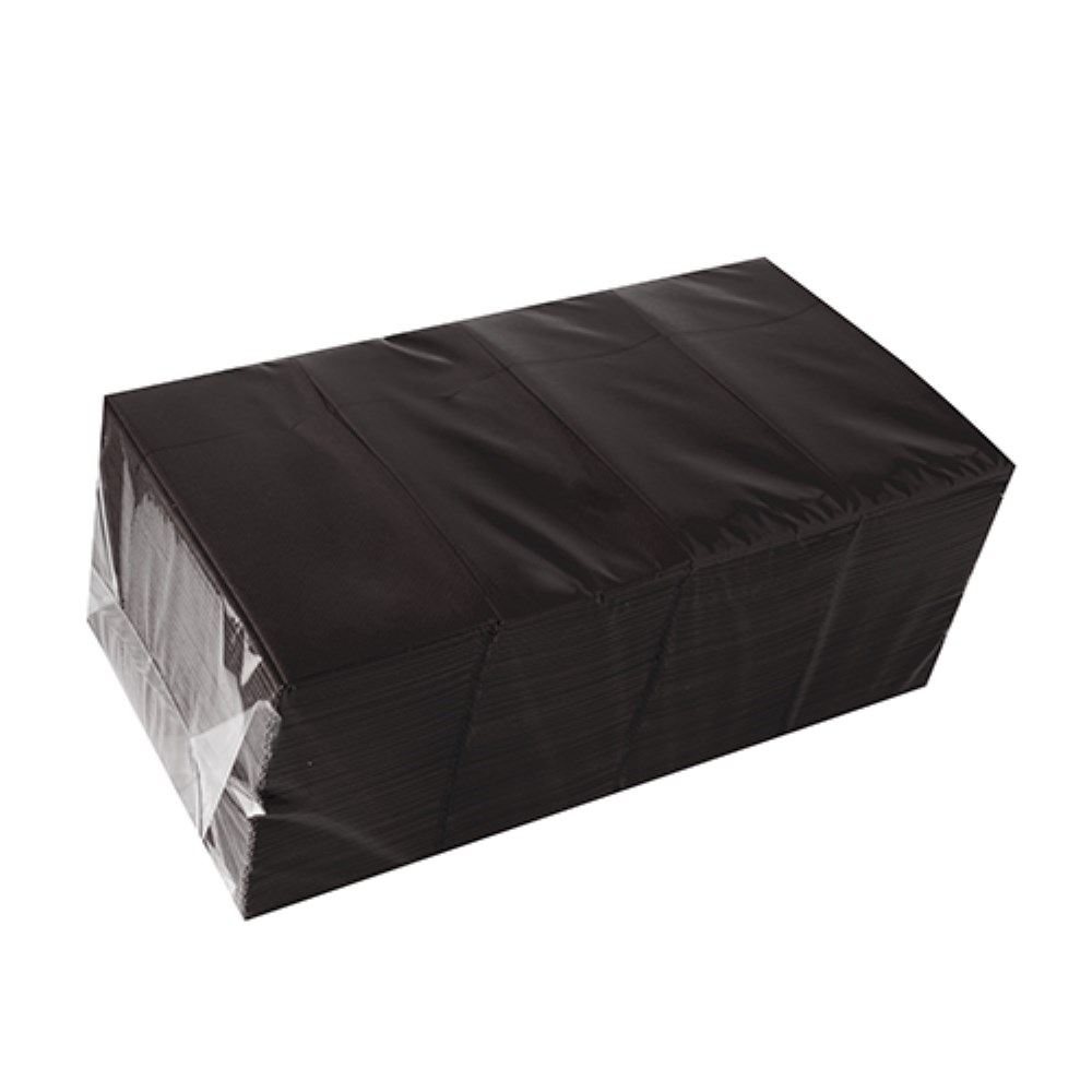480 Bestecktaschen, Airlaid 40 cm x 33 cm schwarz mit Besteckfalz