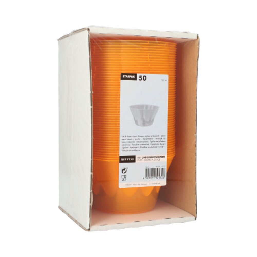 50 Eis- und Dessertschalen, PS 500 ml Ø 13 cm · 7,5 cm orange