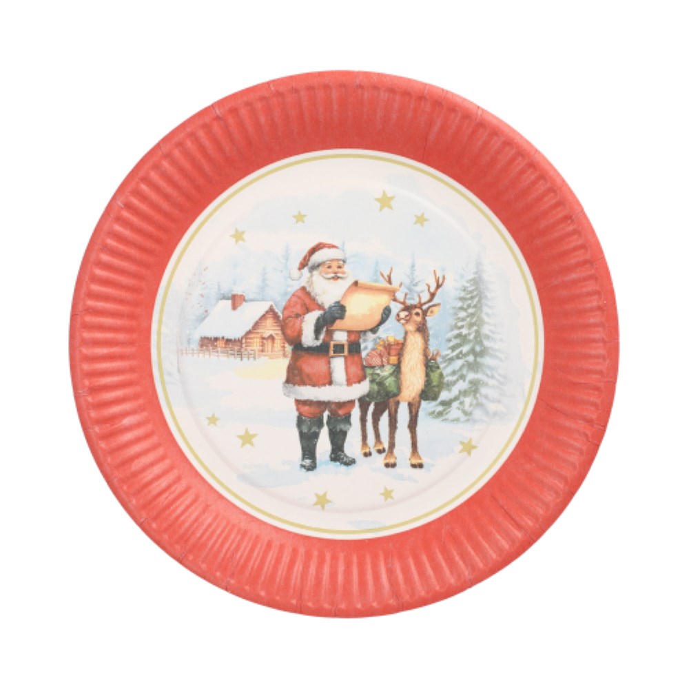 10 Teller, Pappe rund Ø 23 cm "Dear Santa"