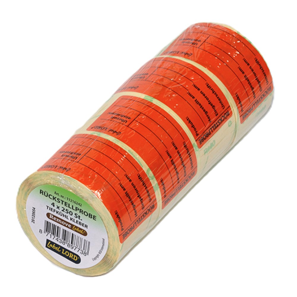 1000 "LabelLord" HACCP Lebensmitteletiketten 40 mm x 113 mm rot Rückstellprobe