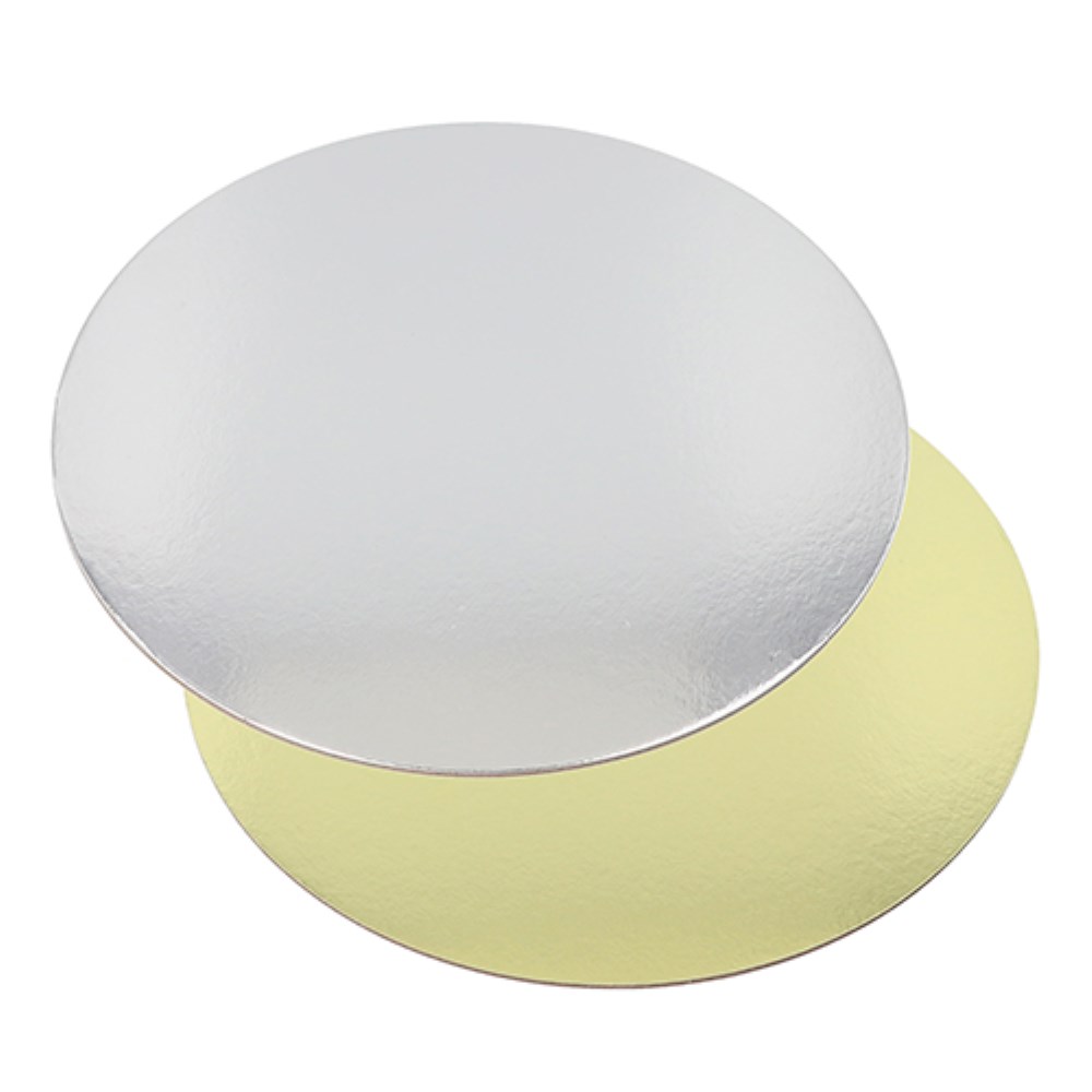 25 Tortenplatten rund Ø 30 cm · 0,3 cm gold/silber