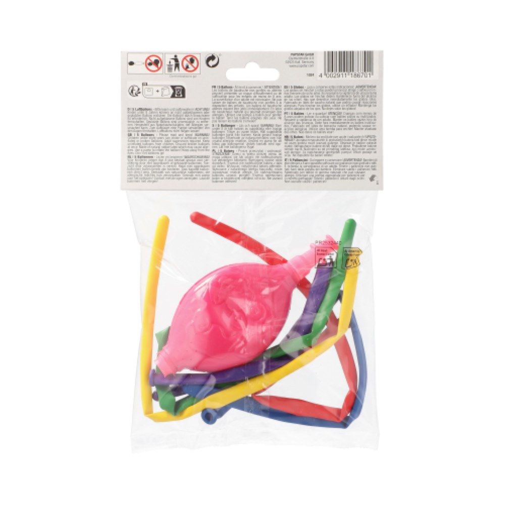5 Modellierballons 120 cm farbig sortiert mit Pumpe