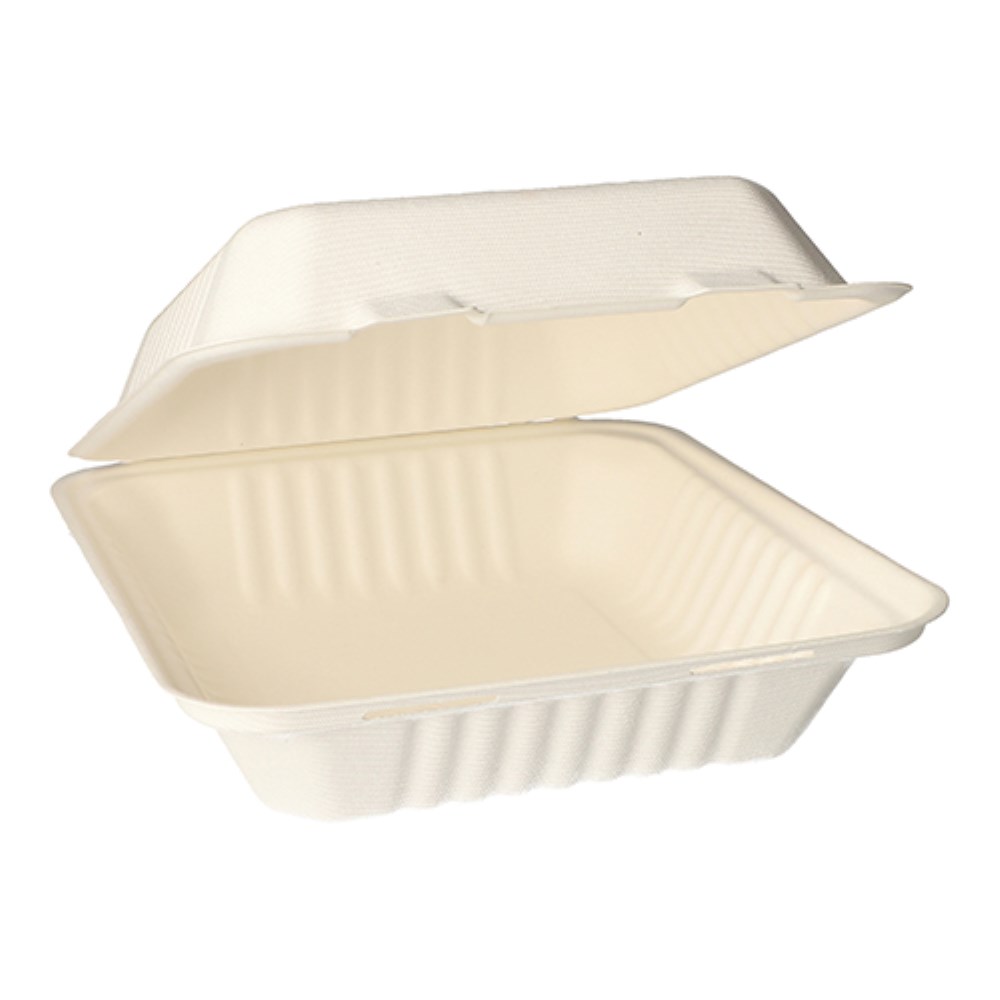 50 Menüboxen, Zuckerrohr "pure" ungeteilt 7,7 cm x 20 cm x 22 cm weiss