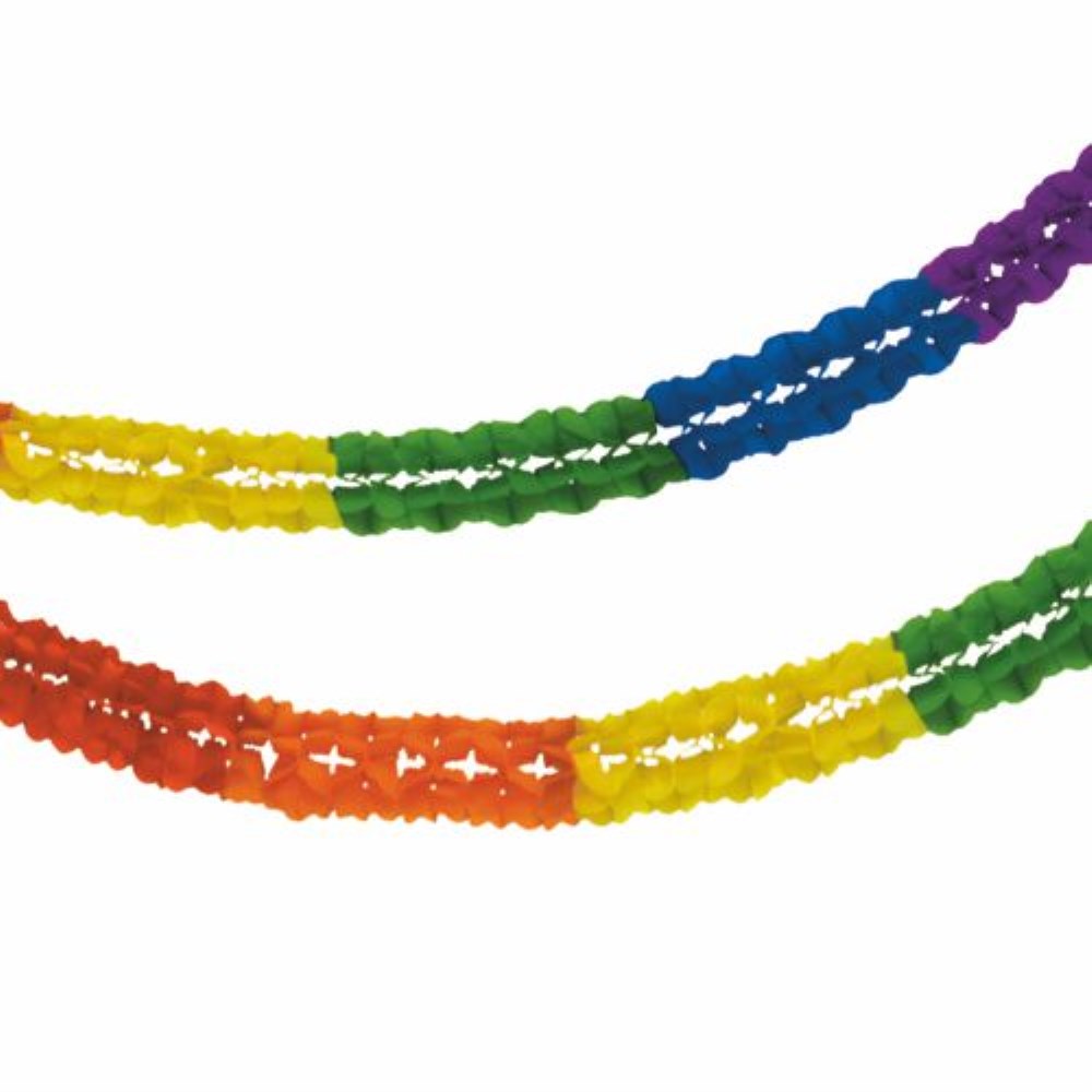 Großraumgirlande, Papier Ø 16 cm · 10 m "Rainbow" schwer entflammbar