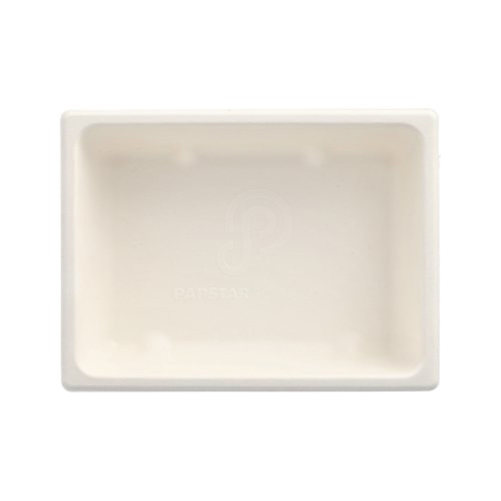 Gastronorm-Behälter GN 1/8 Zuckerrohr, PLA beschichtet eckig 4,7 cm x 16,5 cm x 12,3 cm weiss