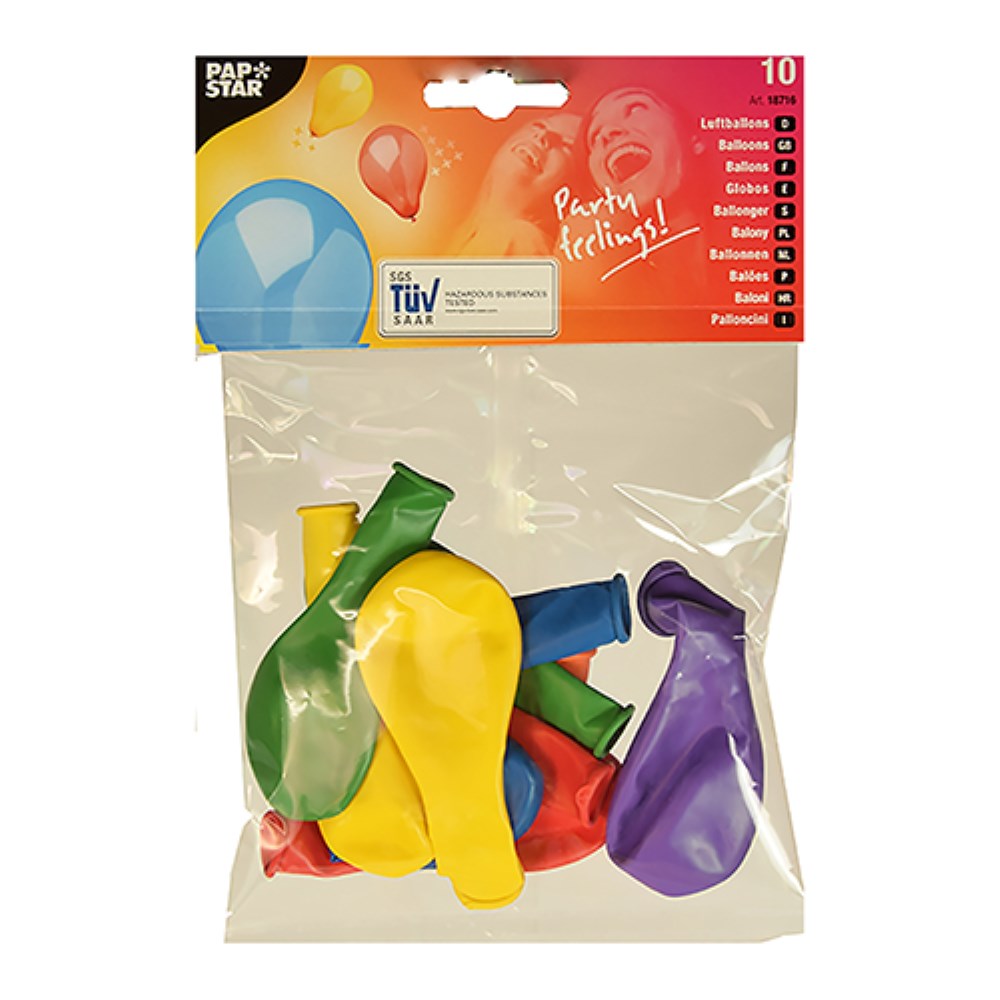 10 Luftballons Ø 19 cm farbig sortiert "Rainbow"