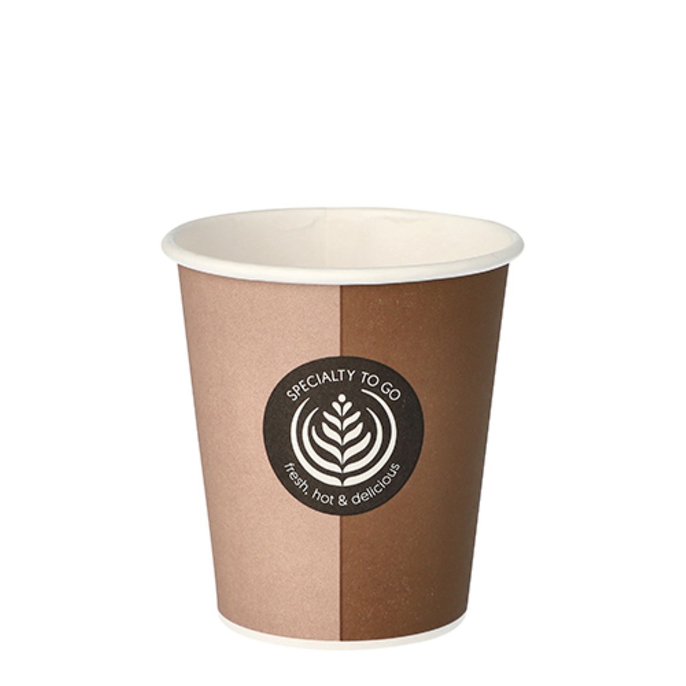 50 Trinkbecher, Pappe "To Go" 0,2 l Ø 8 cm · 9,1 cm "Barista Time"