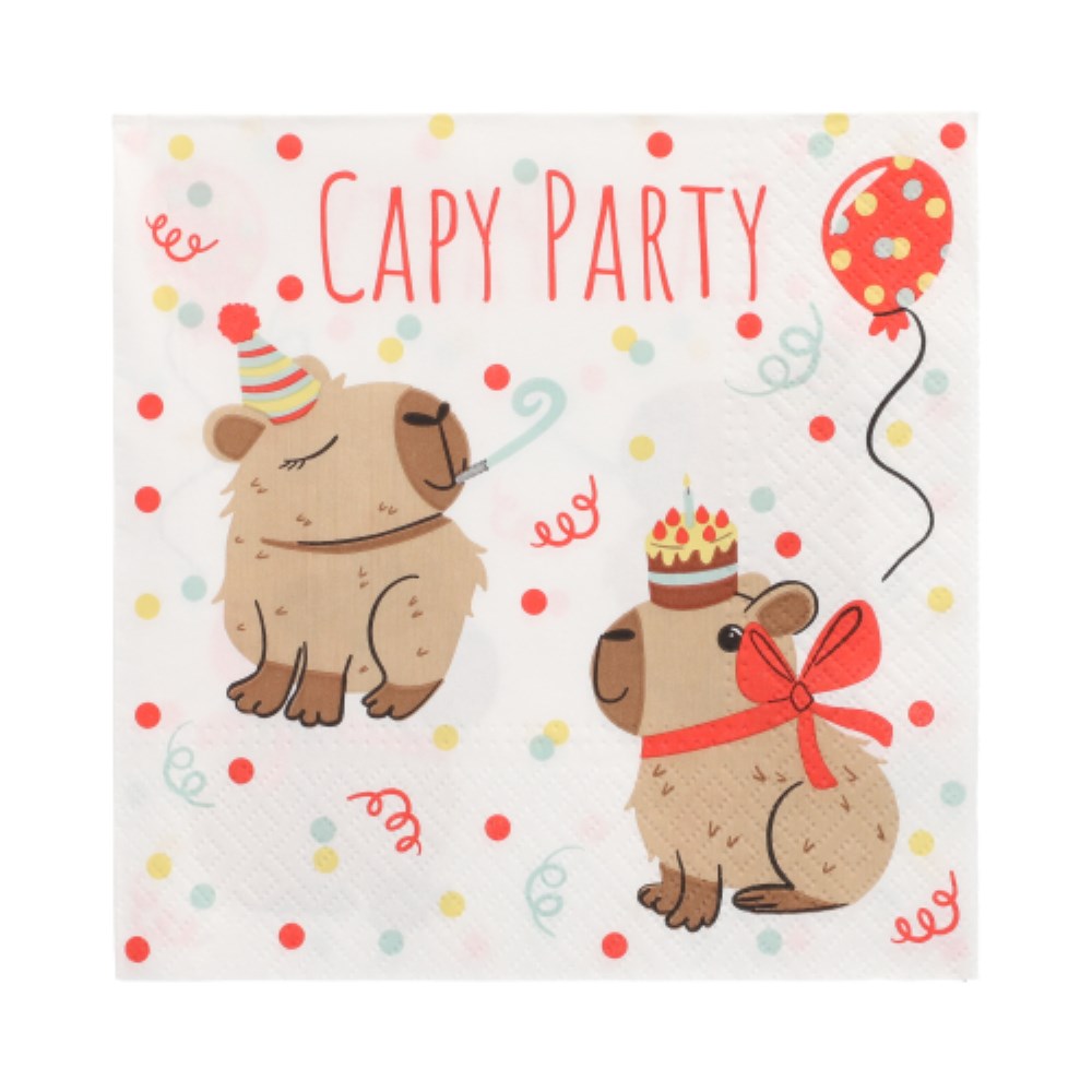20 Servietten, 3-lagig 1/4-Falz 33 cm x 33 cm "Capy Party"