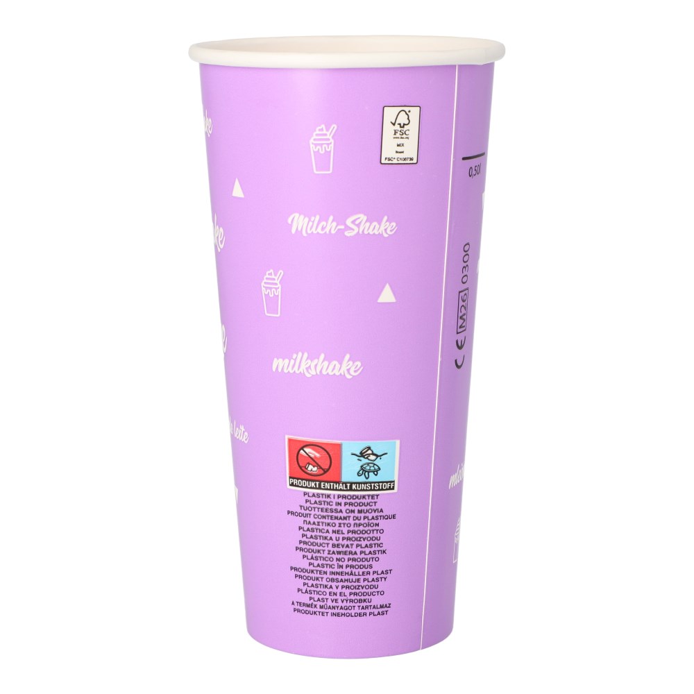 35 Shake-Becher, Pappe 0,5 l Ø 9 cm · 16,8 cm "Milk-Shake"