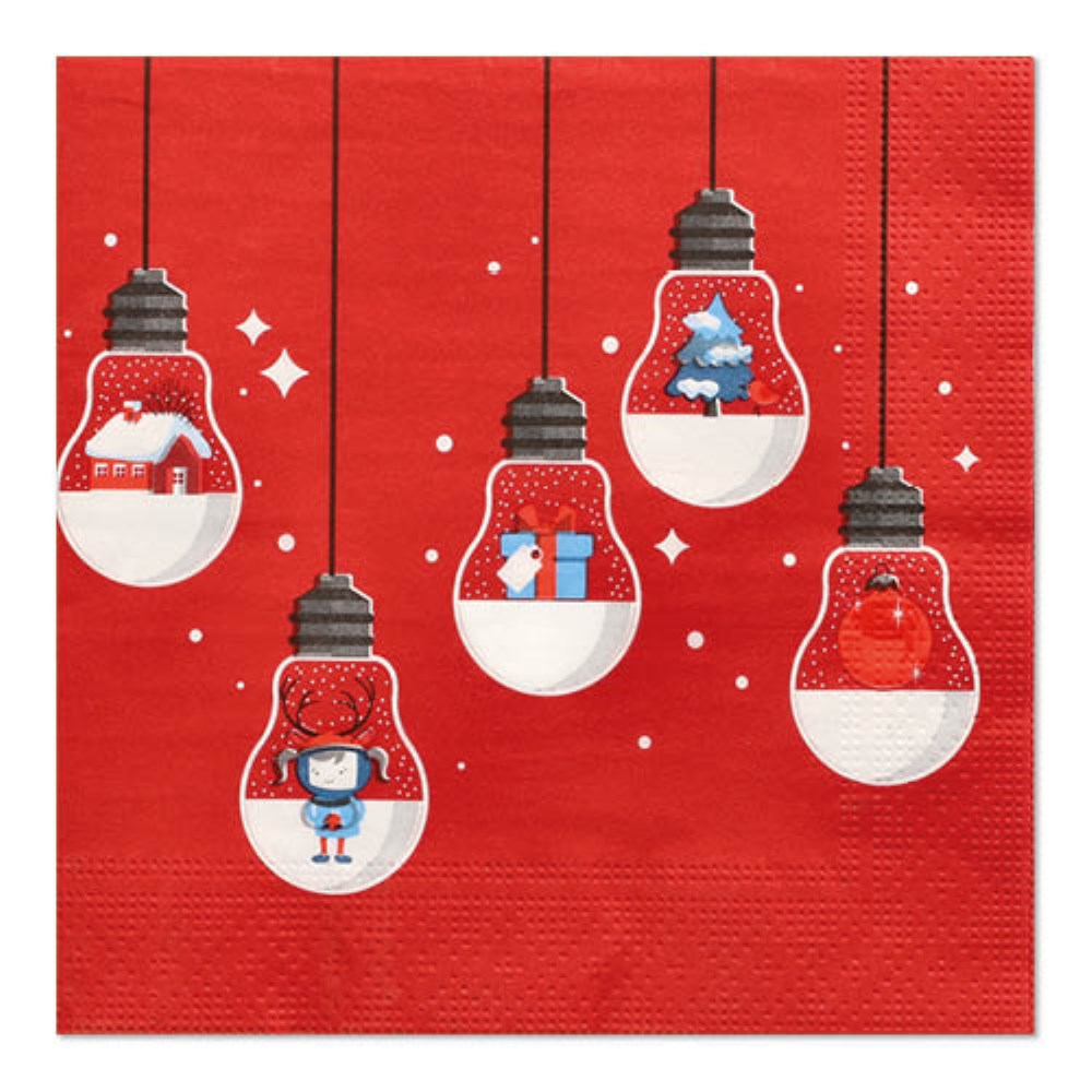 20 Servietten, 3-lagig 1/4-Falz 33 cm x 33 cm rot "Lighting"