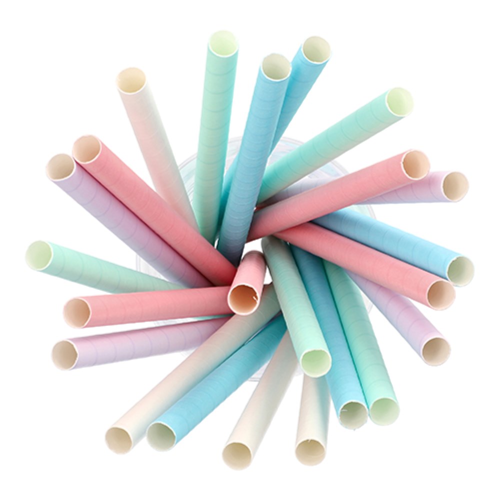 200 Bubble Tea Halme Papier Ø 12 mm · 20 cm farbig sortiert